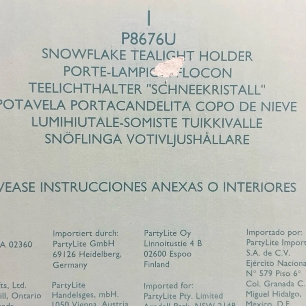 PartyLite Snowflake Tealight Holder P9708 Retired Candle Holder - Picture 3 of 4